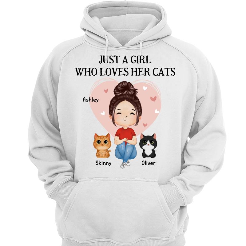 Pink Heart Watercolor Woman Sitting With Watercolor Cute Cats Personalized Shirt