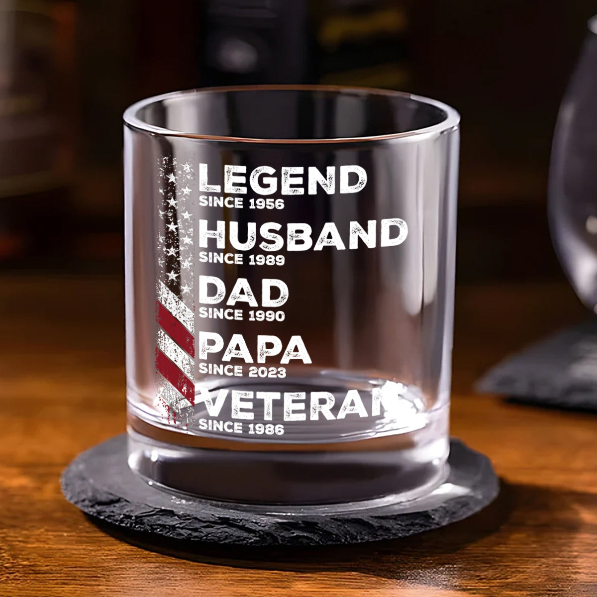 Legend Husband Daddy Since Personalized Whiskey Glass, Father's Day Gift for Veteran Dad, Grandpa
