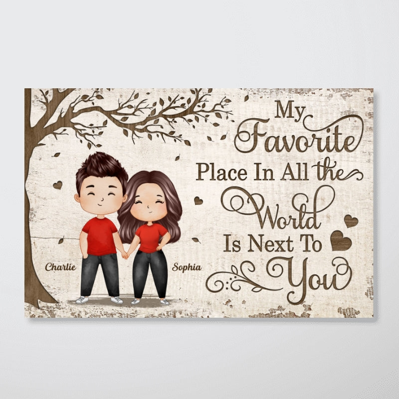 Favorite Place In All The World Watercolor Couple Personalized Poster
