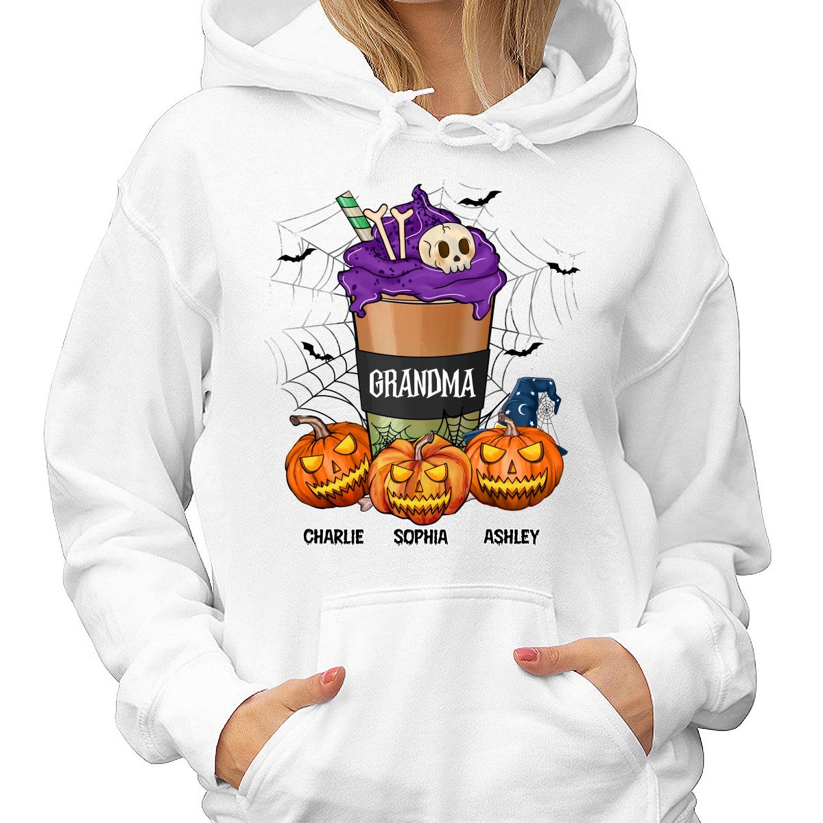 Halloween Latte Grandma Mom Personalized Shirt