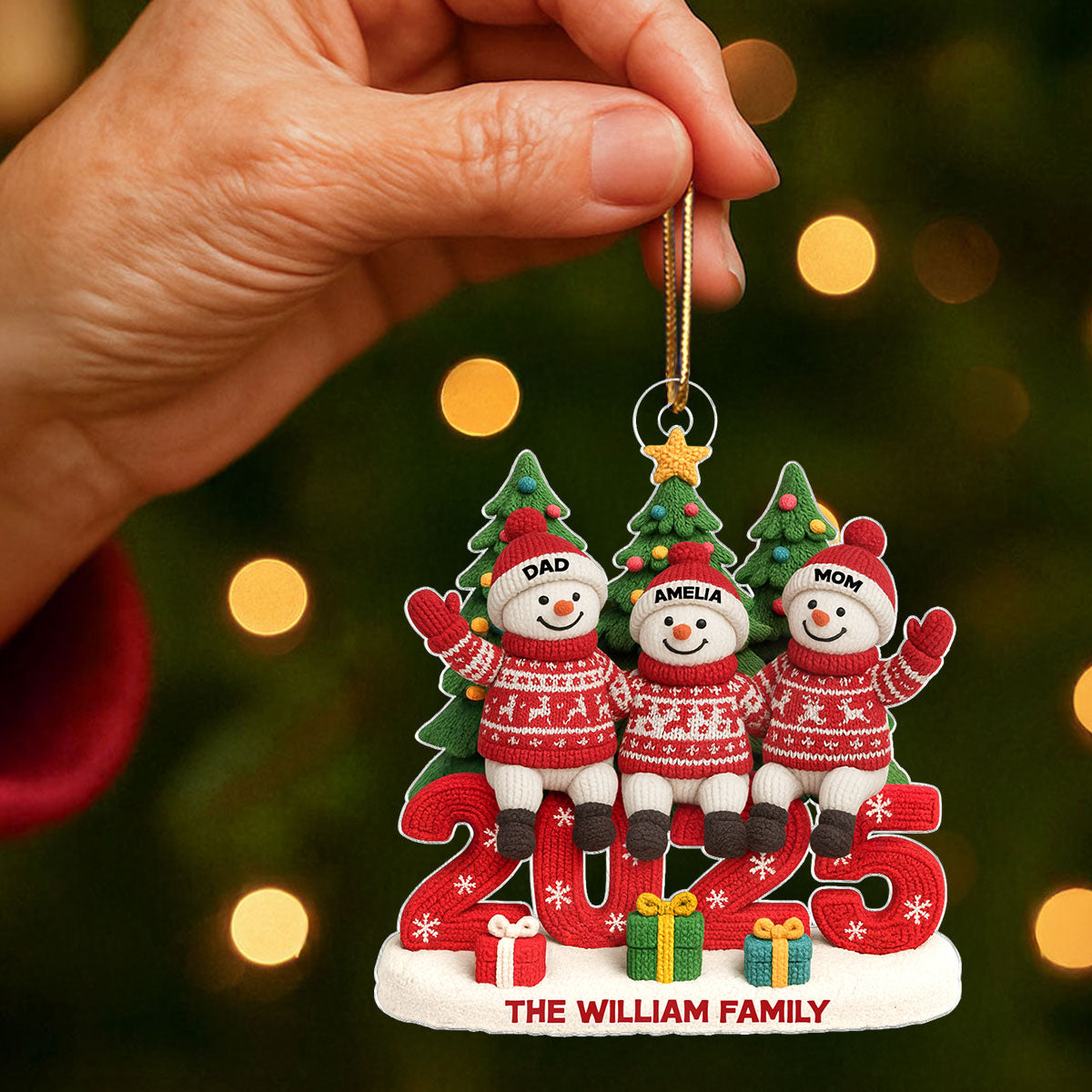 Personalized Snowman Family Christmas Wool Pattern 2025, Perfect Christmas Gift For Families, For Grandma, For Grandpa