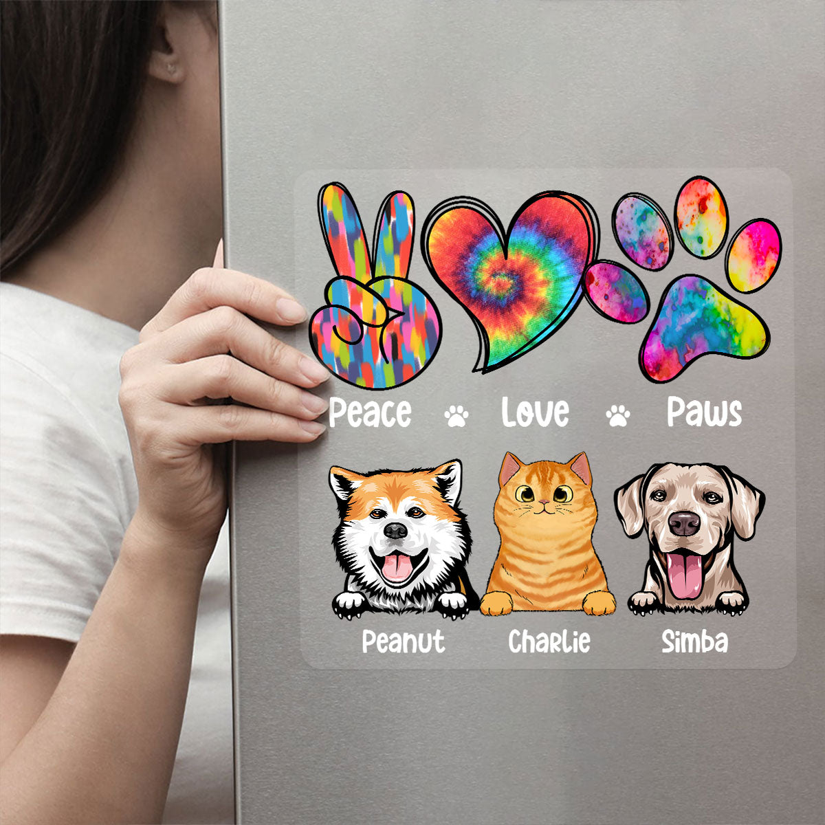 Peace Love Dog Cat Decor Gift For Pet Lover Personalized Decal