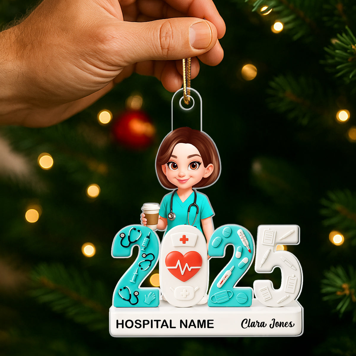 2025 Nurse - Personalized Acrylic Ornament - Christmas Gift for Nurse