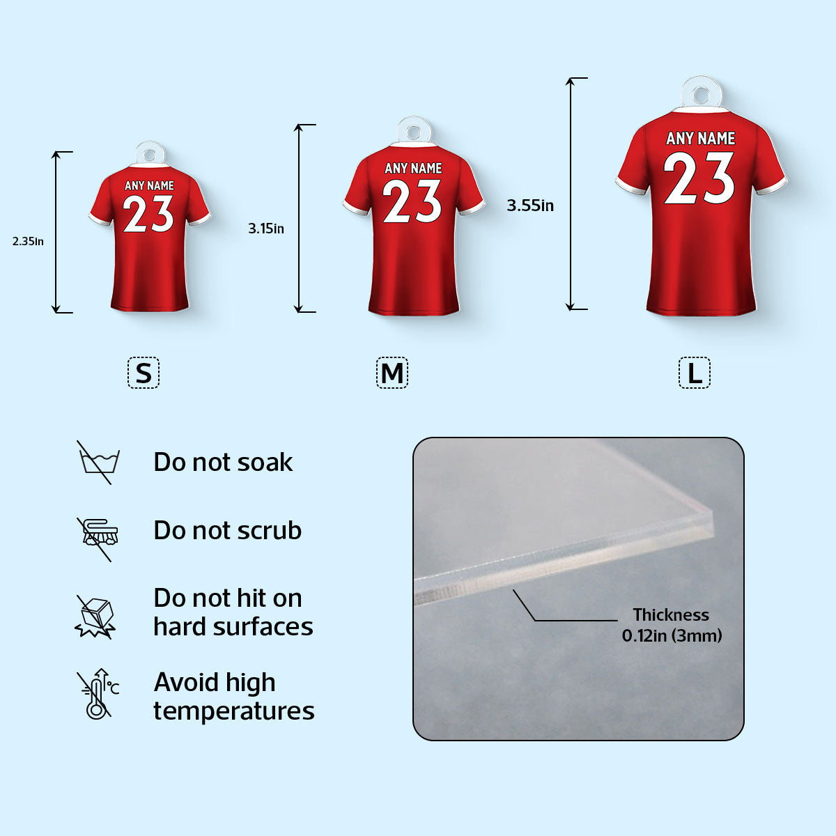 Soccer Shirt Any Name, Any Number, Any Team Personalized Acrylic Keychain