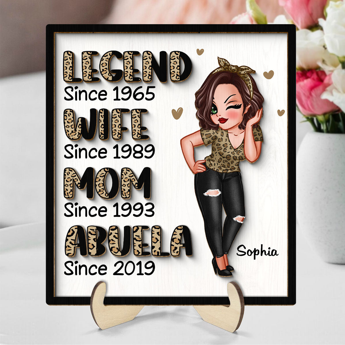 Legend Wife Mom Grandma Personalized 2-Layer Wooden Plaque