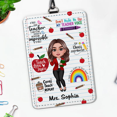 Teacher Affirmation Notebook Page Theme Personalized ID Badge Holder, Back To School Gift For Teacher