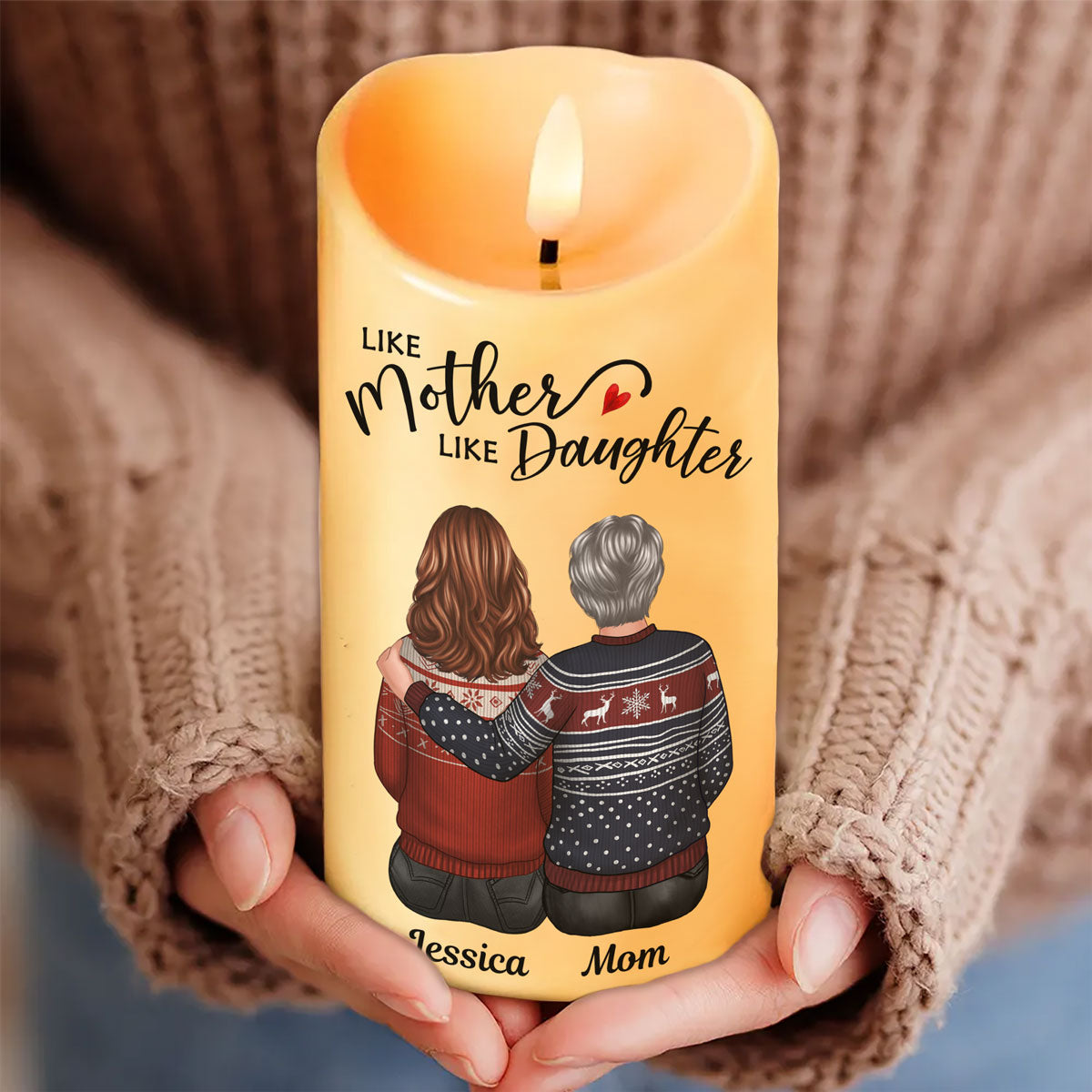 Having Me As Your Daughter Son Personalized LED Candle, Christmas Gift For Mom