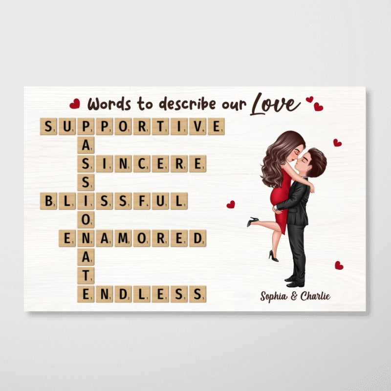 Words To Describe Our Love Coupe Hugging Kissing Crossword Puzzle Create Your Own Unique Gift Personalized Horizontal Poster
