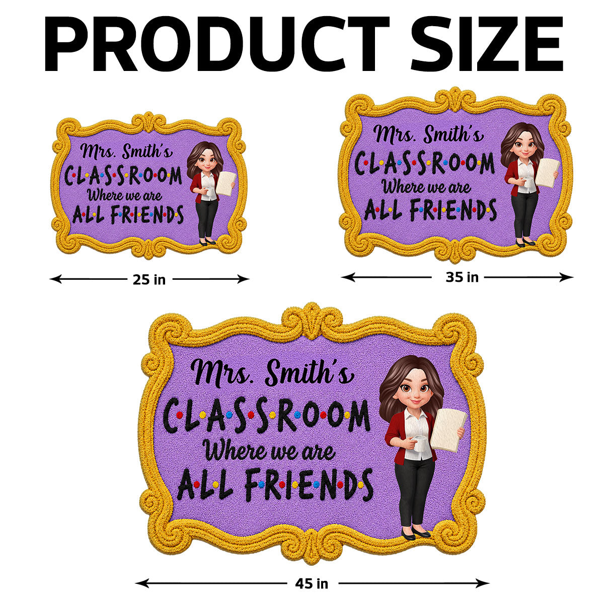Friendly Teacher - Personalized Doormat - Back To School, Classroom Decor