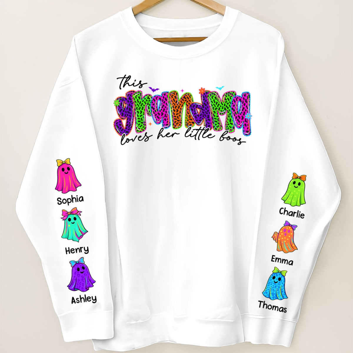 This Mama Loves Her Little Boo Personalized Halloween Sweatshirt, Fall Sweatshirt for Mom Grandma