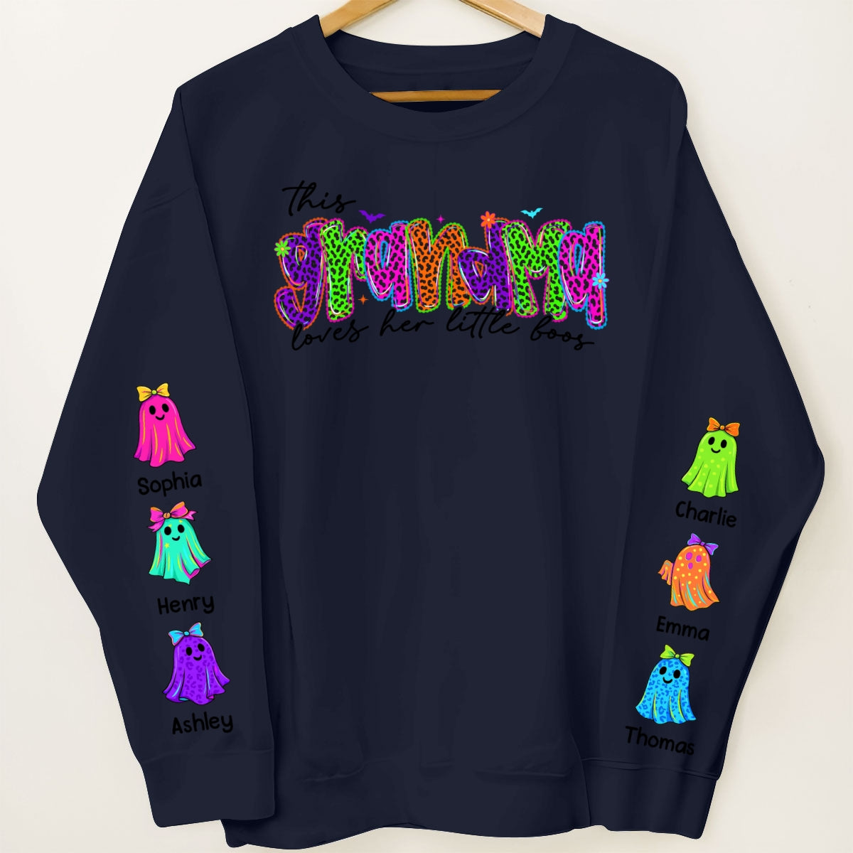 This Mama Loves Her Little Boo Personalized Halloween Sweatshirt, Fall Sweatshirt for Mom Grandma