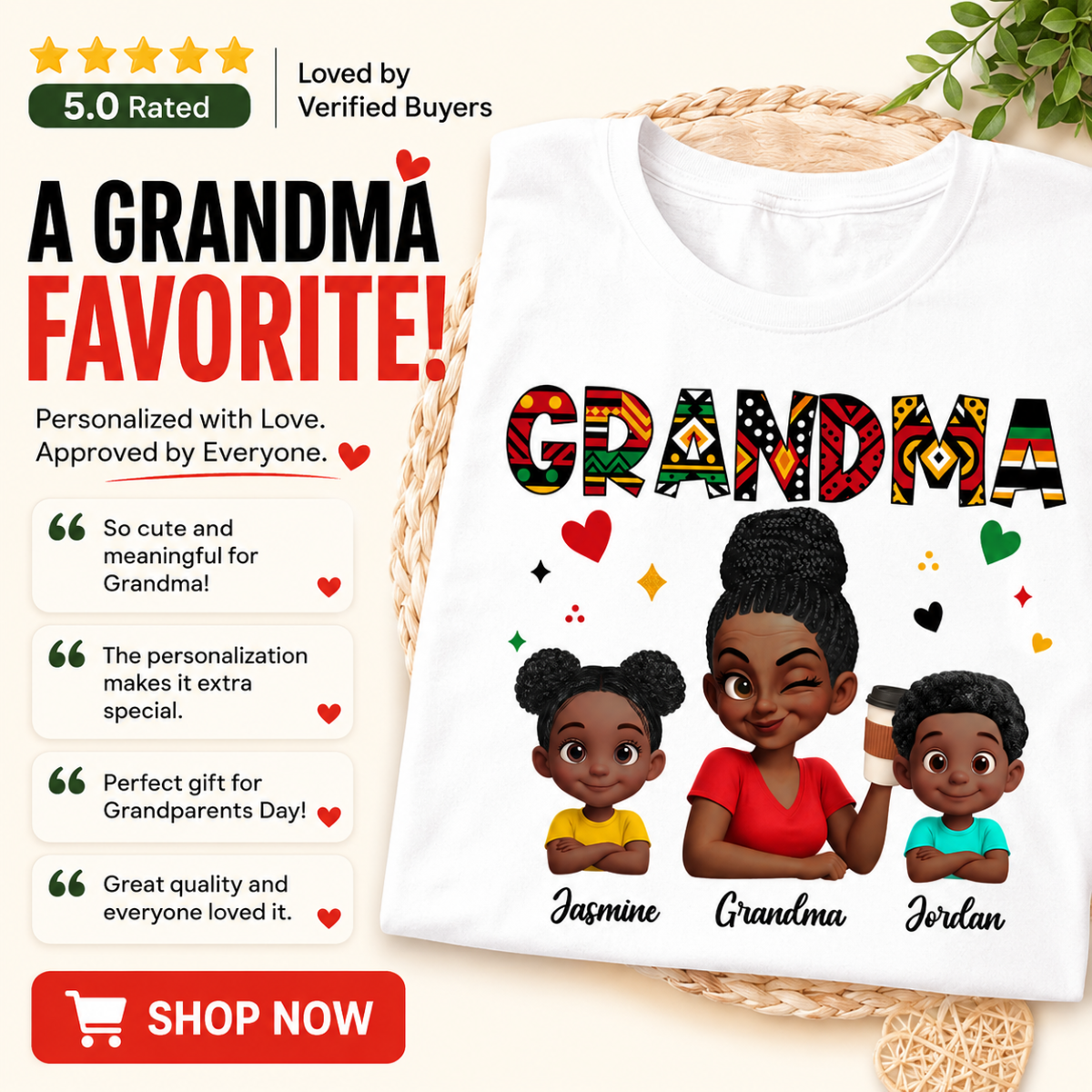 Tribal Pattern Grandma Grandkids Love - Personalized Shirt - Gift For Grandma