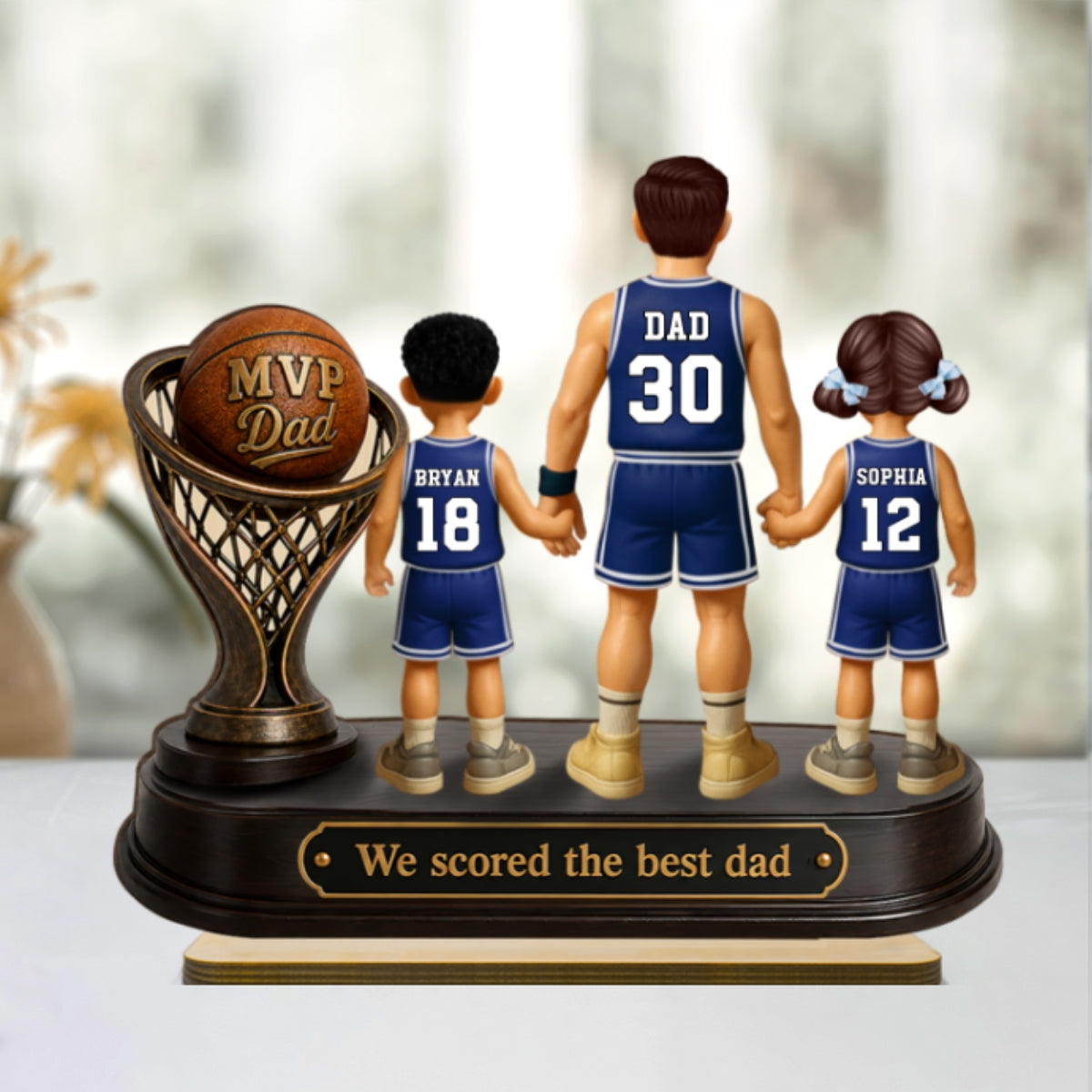 We Scored the Best Dad Basketball Trophy - Personalized 2-Layered Wooden Plaque - Father's Day Gift for Dad, Husband