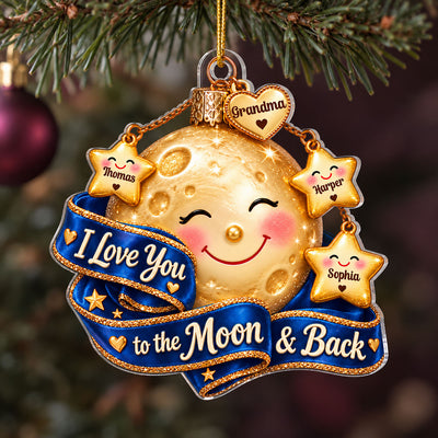 Grandma Grandkids Moon & Stars 2D Flat - Personalized Acrylic Ornament - Christmas Gift For Grandma