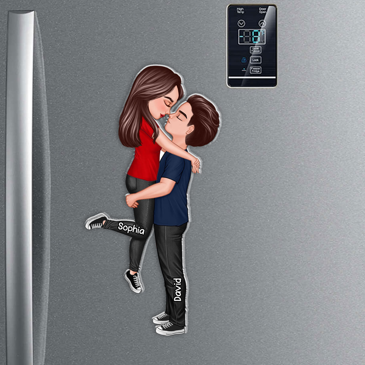 Couple Hugging Kissing Personalized Acrylic Fridge Magnet, Heartfelt Gift For Couple, For Him, For Her, Boyfriend, Girlfriend, Husband, Wife
