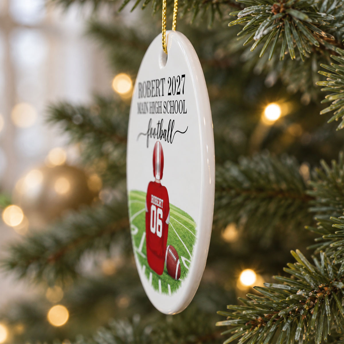 Football Senior Ornament - Personalized Ceramic Ornament - Football Player Senior Night Gift, High School Football Team Gift