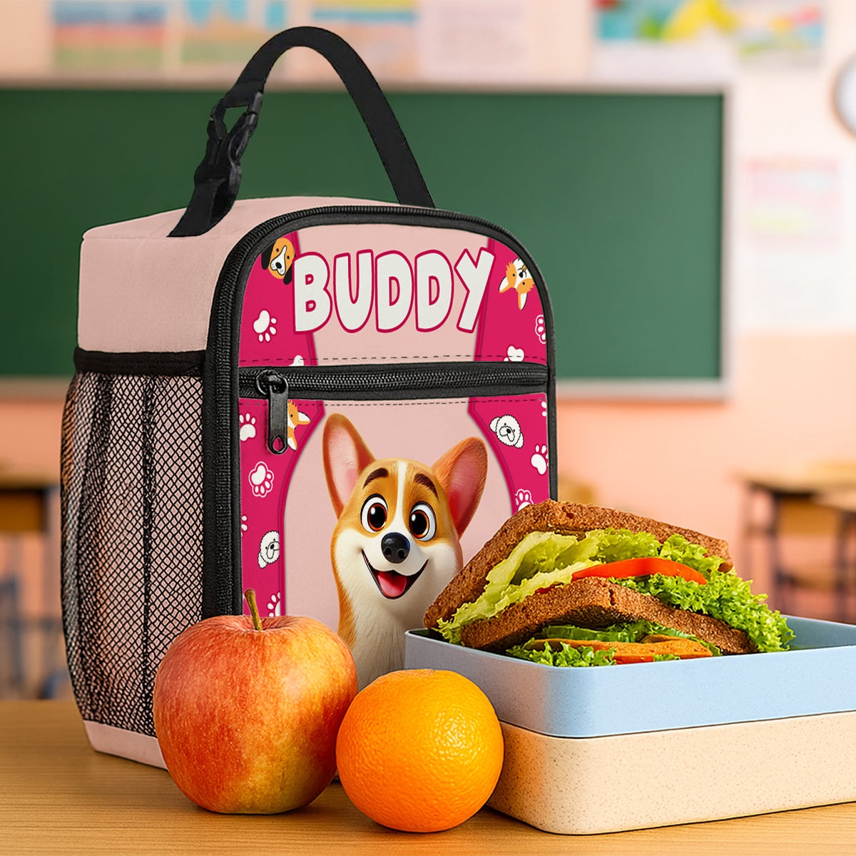 Cute Cartoon Dogs Cats Personalized Insulated Lunch Bag for Kids, Back to School Gift for Kids