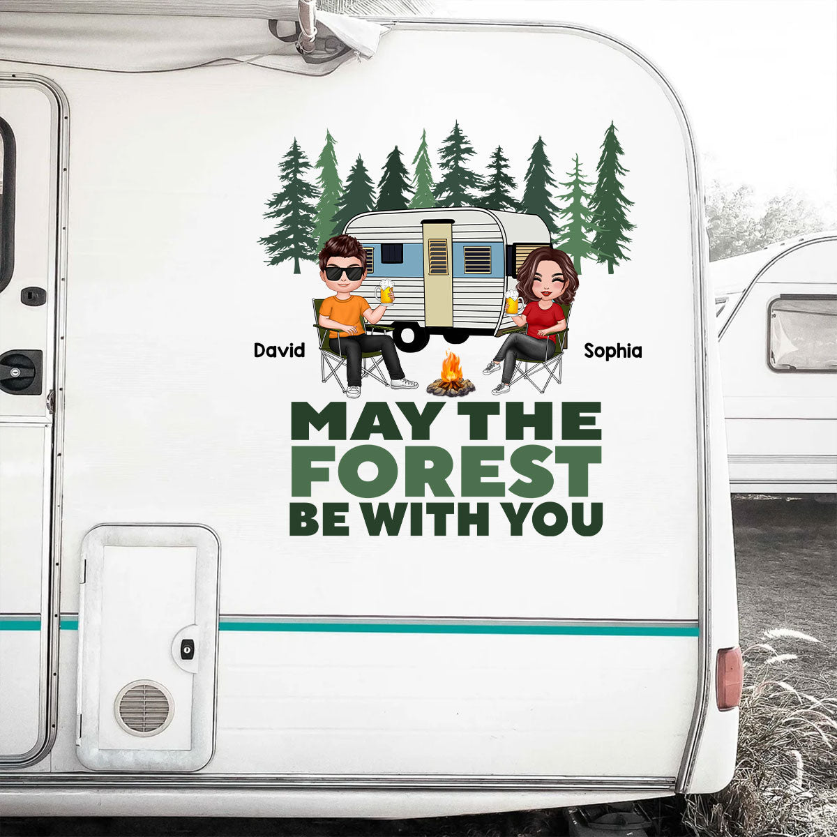 May The Forest Be With You Camping Couple Decor On Car Fridge Window Personalized Decal