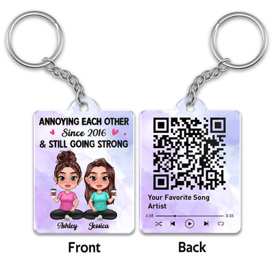 Doll Besties Thick Lips Sisters Forever Favorite Song QR Code Personalized Acrylic Keychain