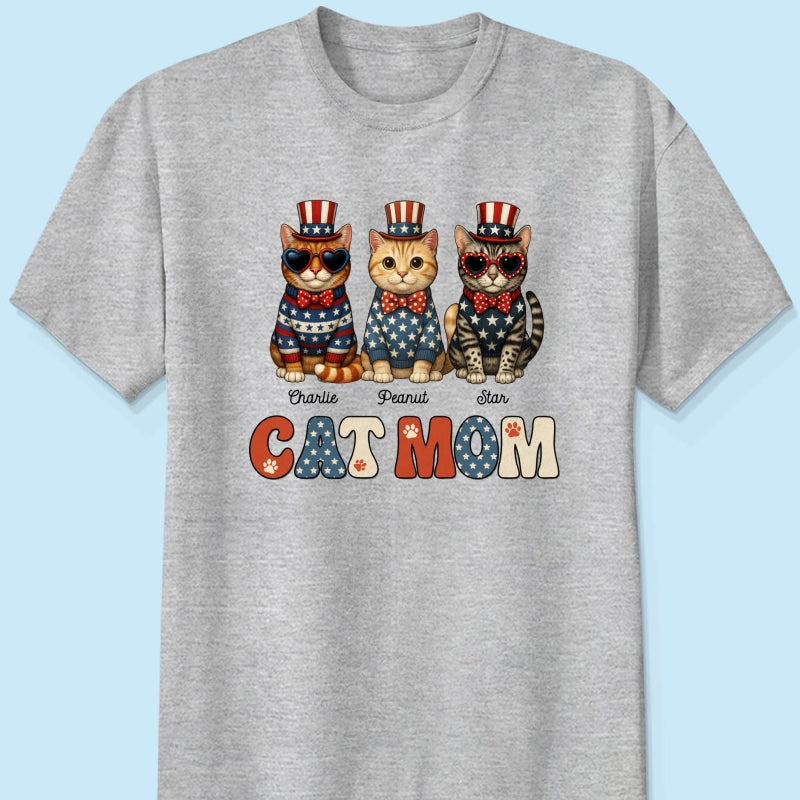 Retro Vintage Cat Mom 4th Of July Personalized Shirt