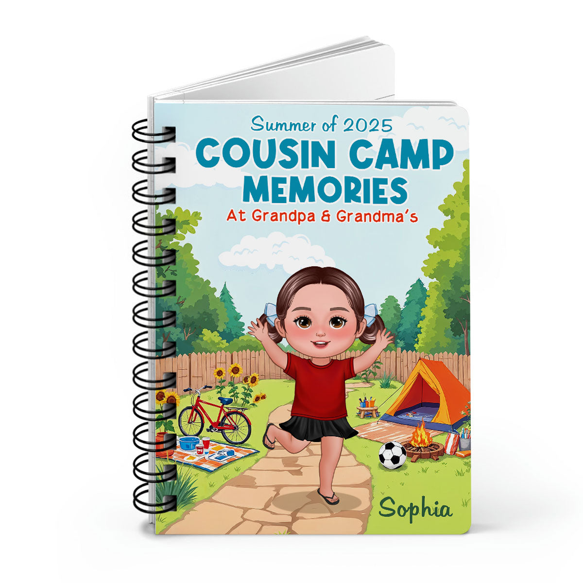 Cousin Camp Memories Personalized Spiral Notebook Journal, Gift For Kids