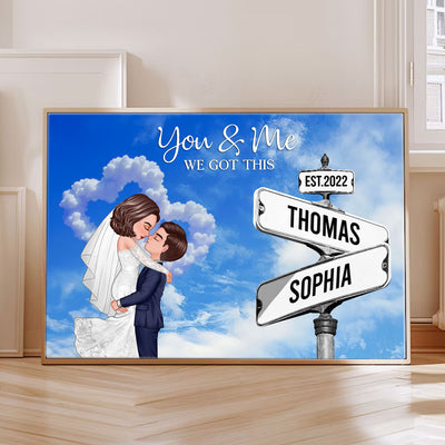 Couple Wedding Personalized Crossroads Sign Couple's Name And Date On Street Sign Poster, Anniversary Gift, Wedding Gift,  Gift For Couple, For Him, For Her