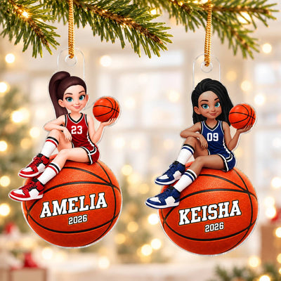 Proud Basketball Player Slay Girl - Personalized Acrylic Ornament - Christmas Gift For Basketball Players, Granddaughter, Daughter