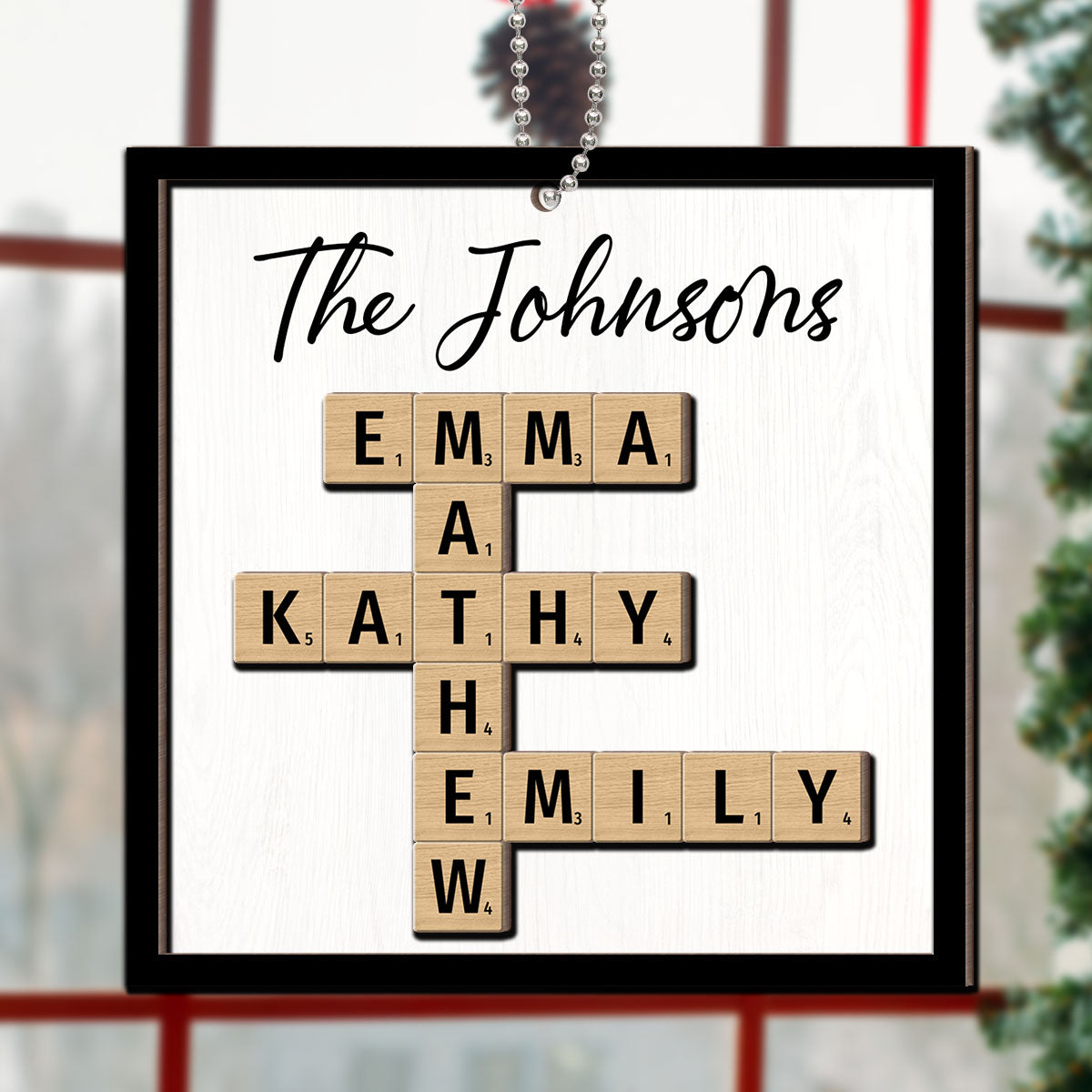 The Family Puzzle Crossword Art Christmas Decor Personalized 2-Layer Wooden Ornament