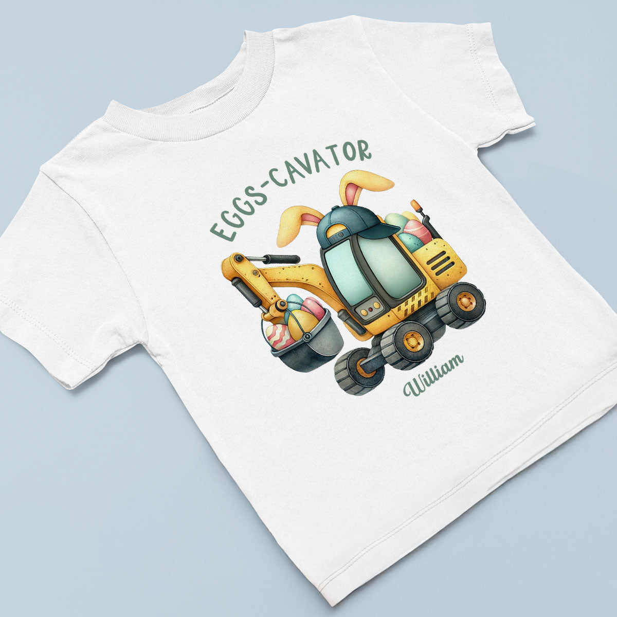Eggs-Cavator Boy Girl Watercolor Personalized Baby Onesie Baby Shirt