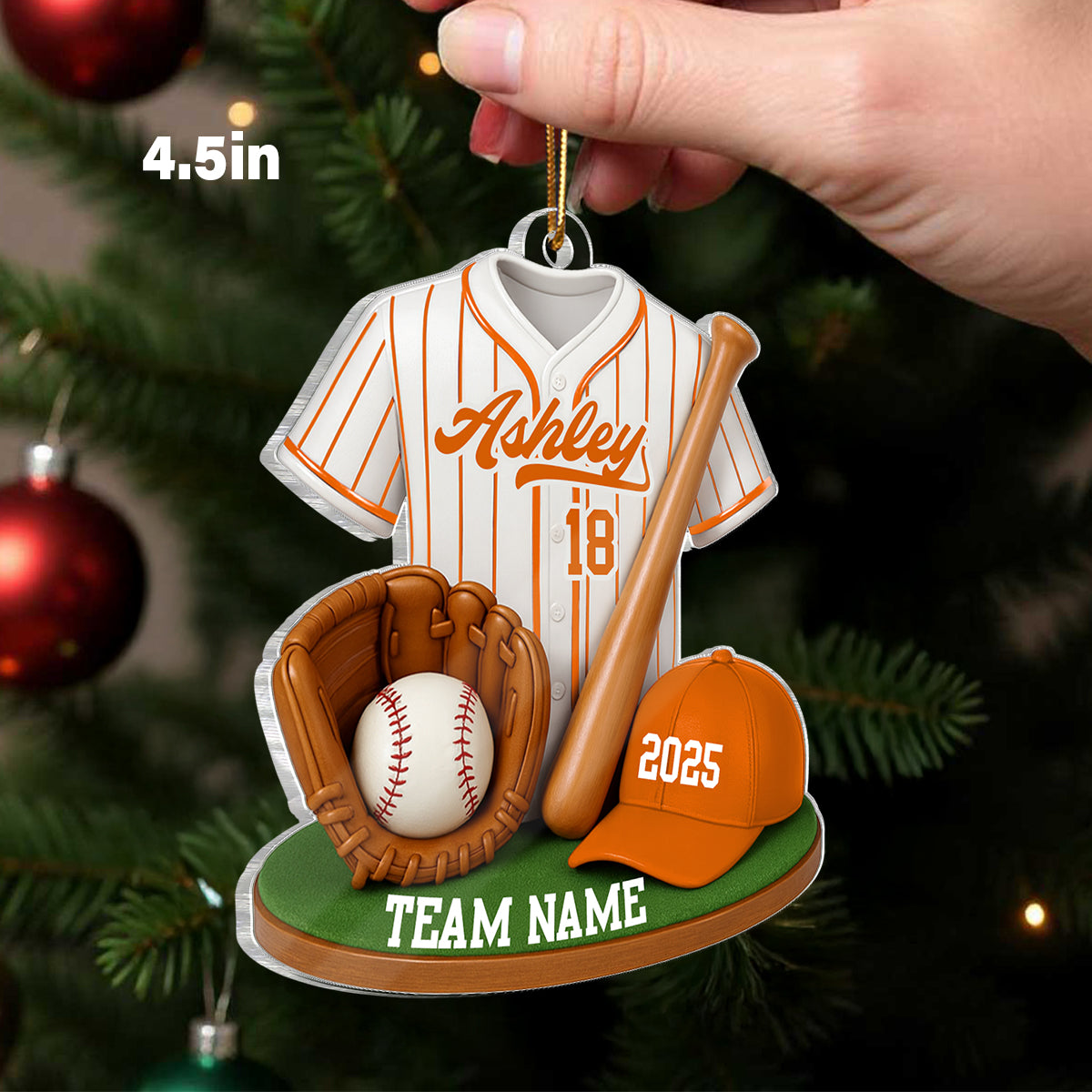 Baseball Softball Kit 3D Effect - Personalized Acrylic Ornament - Christmas Gift for Son, Daughter, Grandkids