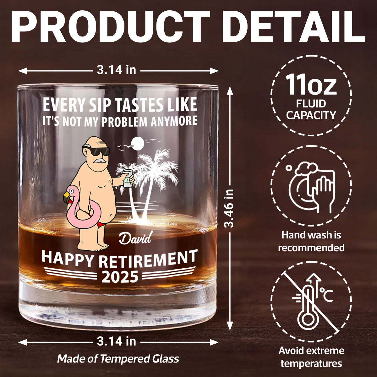 Every Sip Tastes Not My Problem Personalized Wine Glass, Funny Retirement Gift