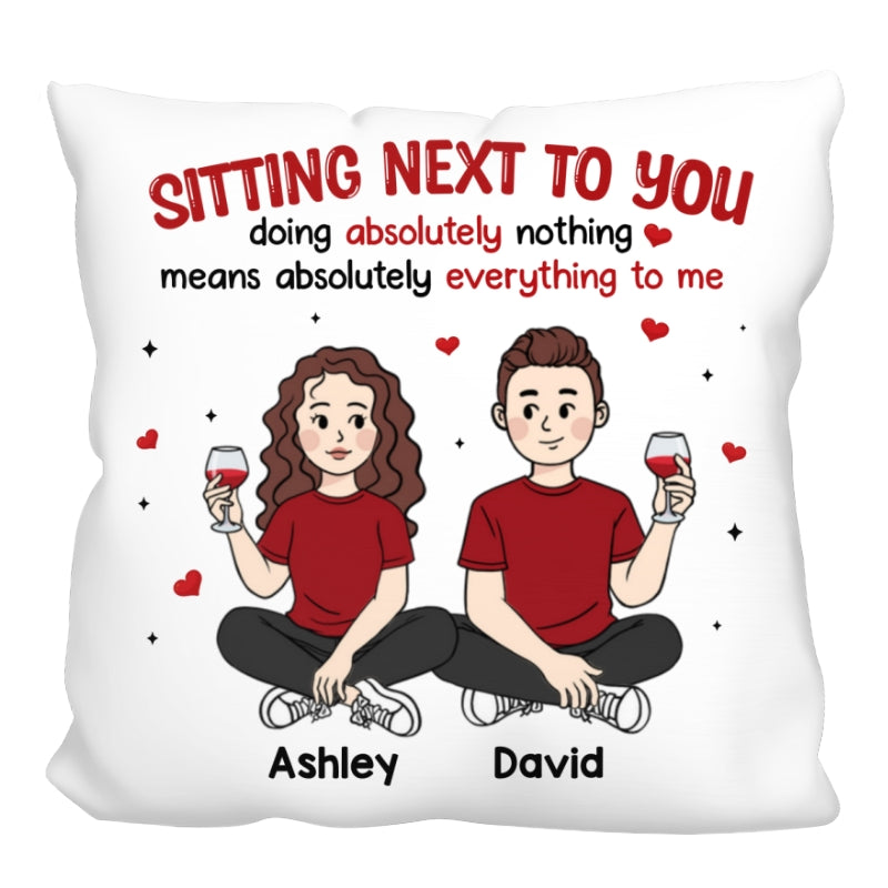Cartoon Couple Sitting Next To You Personalized Pillow