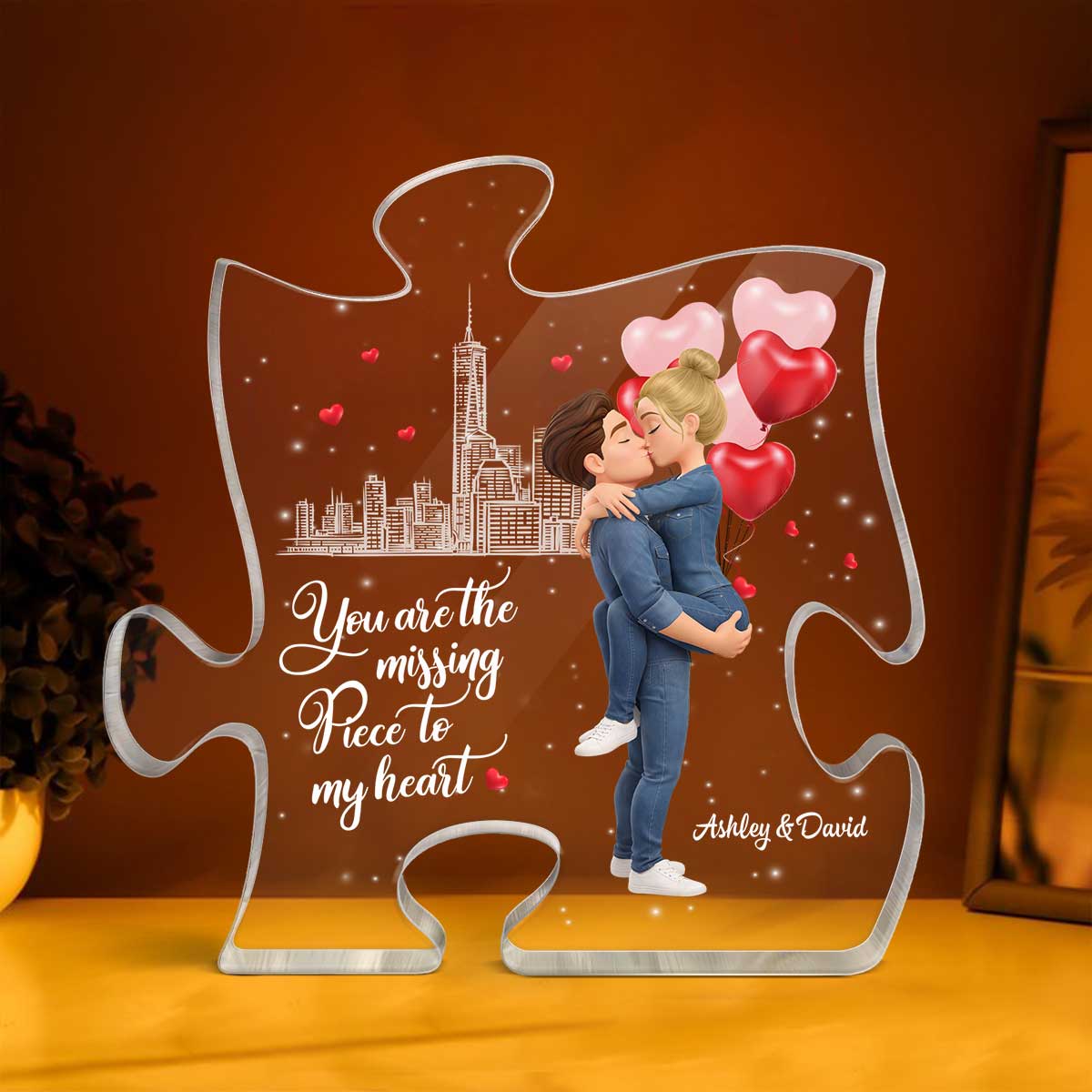 You Are The Missing Piece To My Heart - Personalized Acrylic Block Plaque - Anniversary, Valentine's Day Gift, Gift For Him, Gift For Her