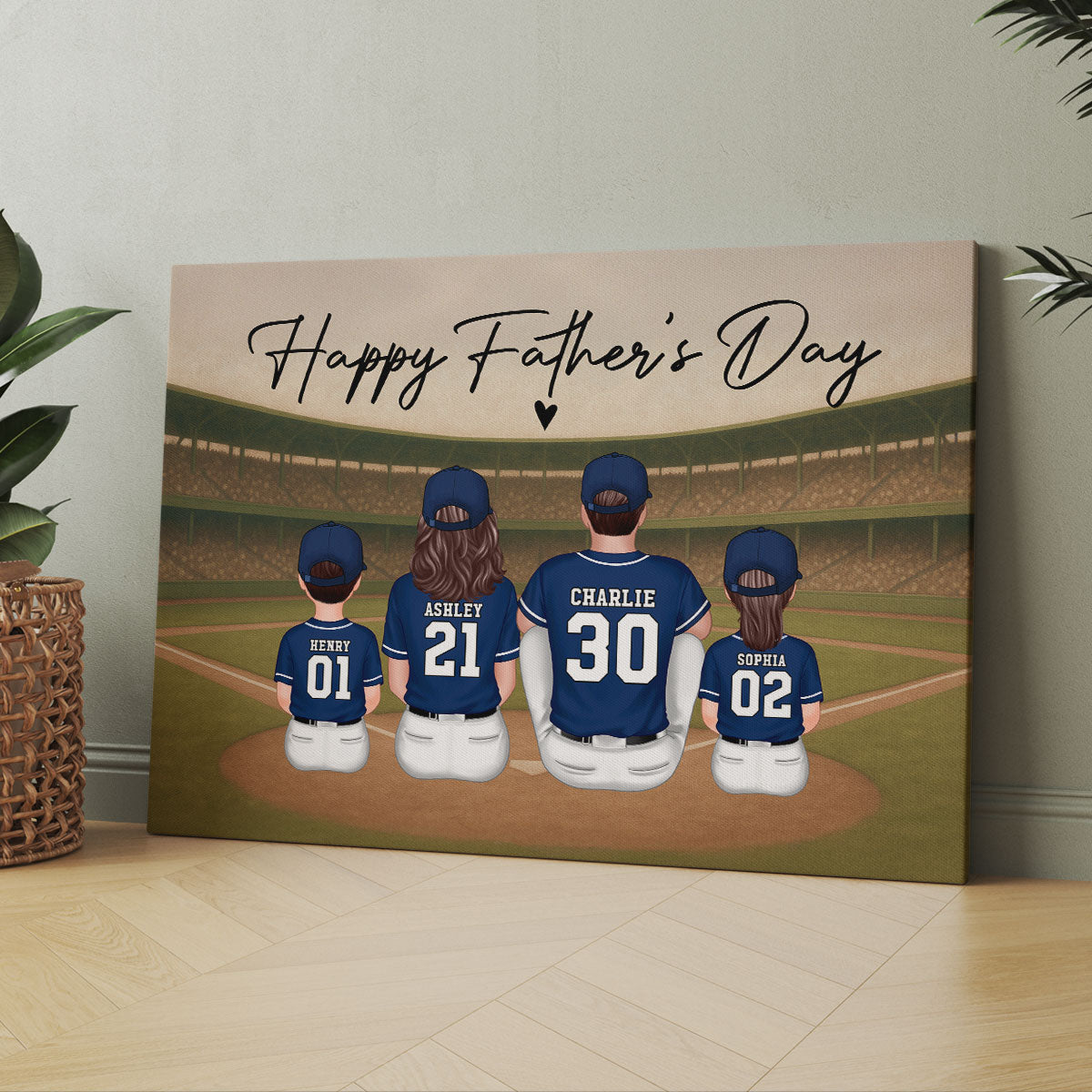 Retro Vintage Baseball Family Daddy's Dream Team Personalized Wrapped Canvas| Unique Father's Day Gift For Dad