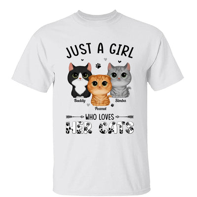 Just A Girl Who Loves Watercolor Cute Cats Paws Pattern Personalized Shirt