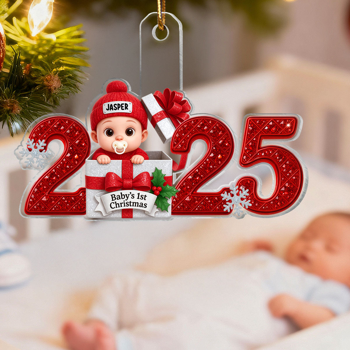 3D Shining Effect Baby's First Christmas - Personalized Acrylic Ornament