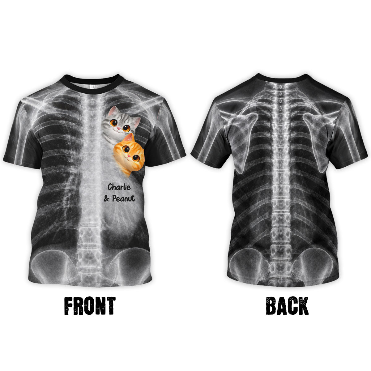 Cute Cats In My Heart Cat Lover X-ray - Personalized 3D Shirt - Purrfect Halloween Costume For Cat Lover