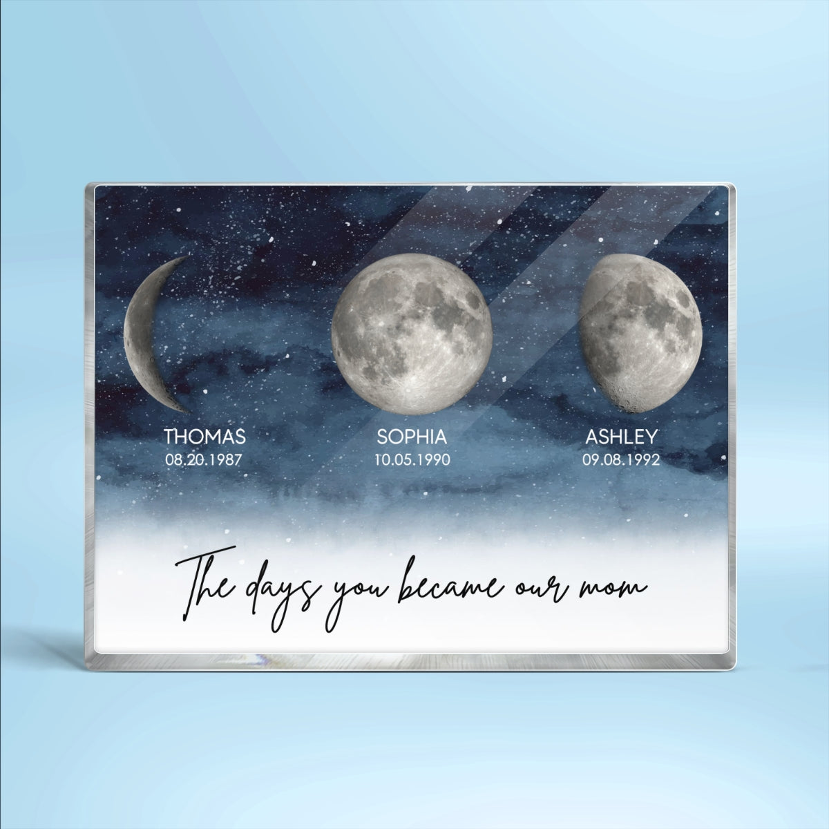 Starry Night Custom Birth Moon Phase The Day You Became Our Mom Personalized Rectangle Acrylic Block Plaque