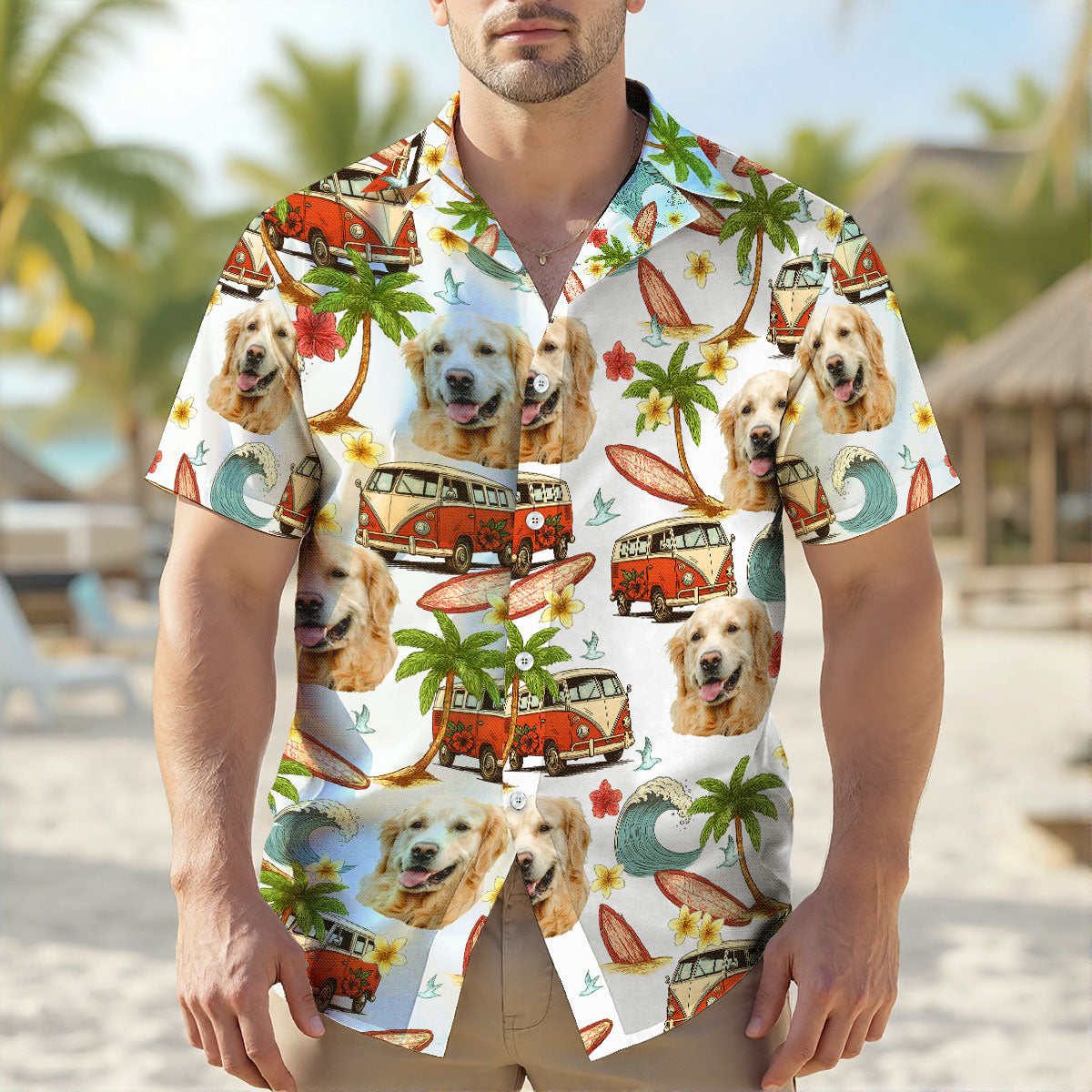 Summer Vibe Pattern Custom Dog Cat Face Personalized Hawaiian Shirt