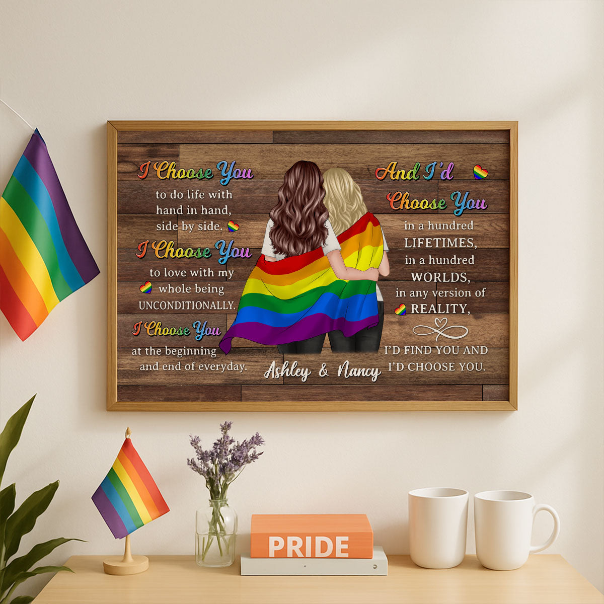 Pride Month LGBT Couple I Choose You Personalized Poster, Gift For Couple