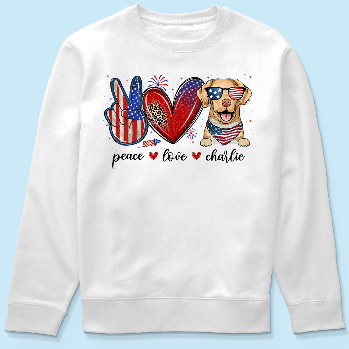Peace Love Dogs USA Flag Pattern Personalized Shirt, Gift For Dog Mom, Dog Dad, Dog Lovers