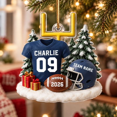 3D Effect Proud American Football Player Uniform - Personalized Acrylic Car Hanger - Gift For Football Lovers, Football Team