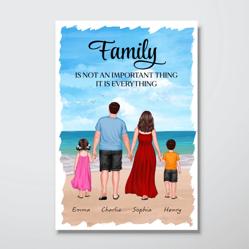 Summer Family Walking Back View Personalized Vertical Poster