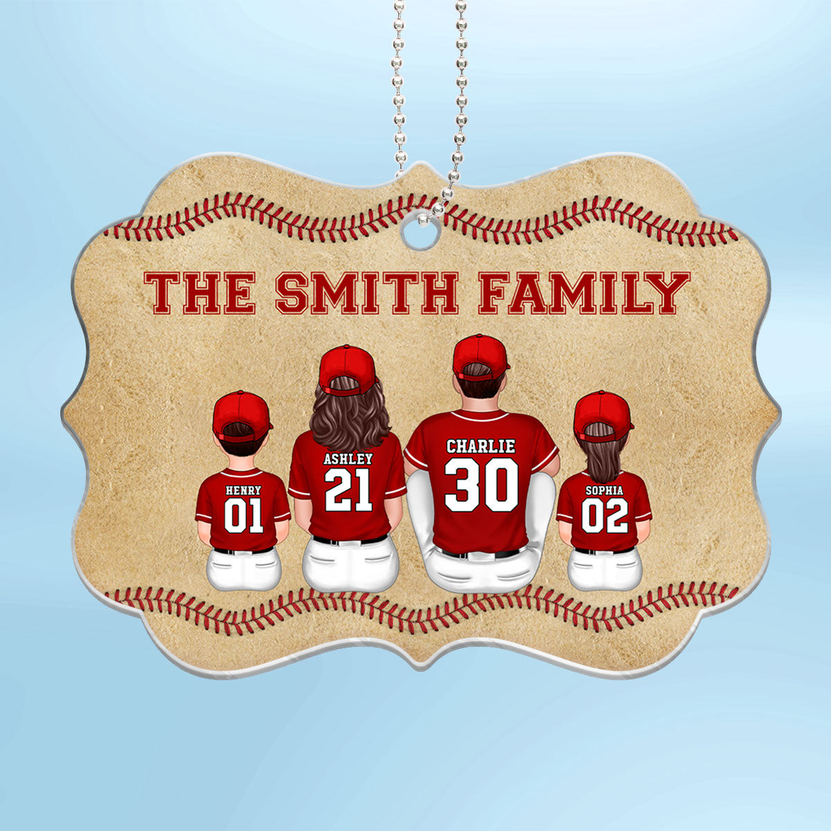 Vintage Baseball Family Sitting Personalized Acrylic Ornament
