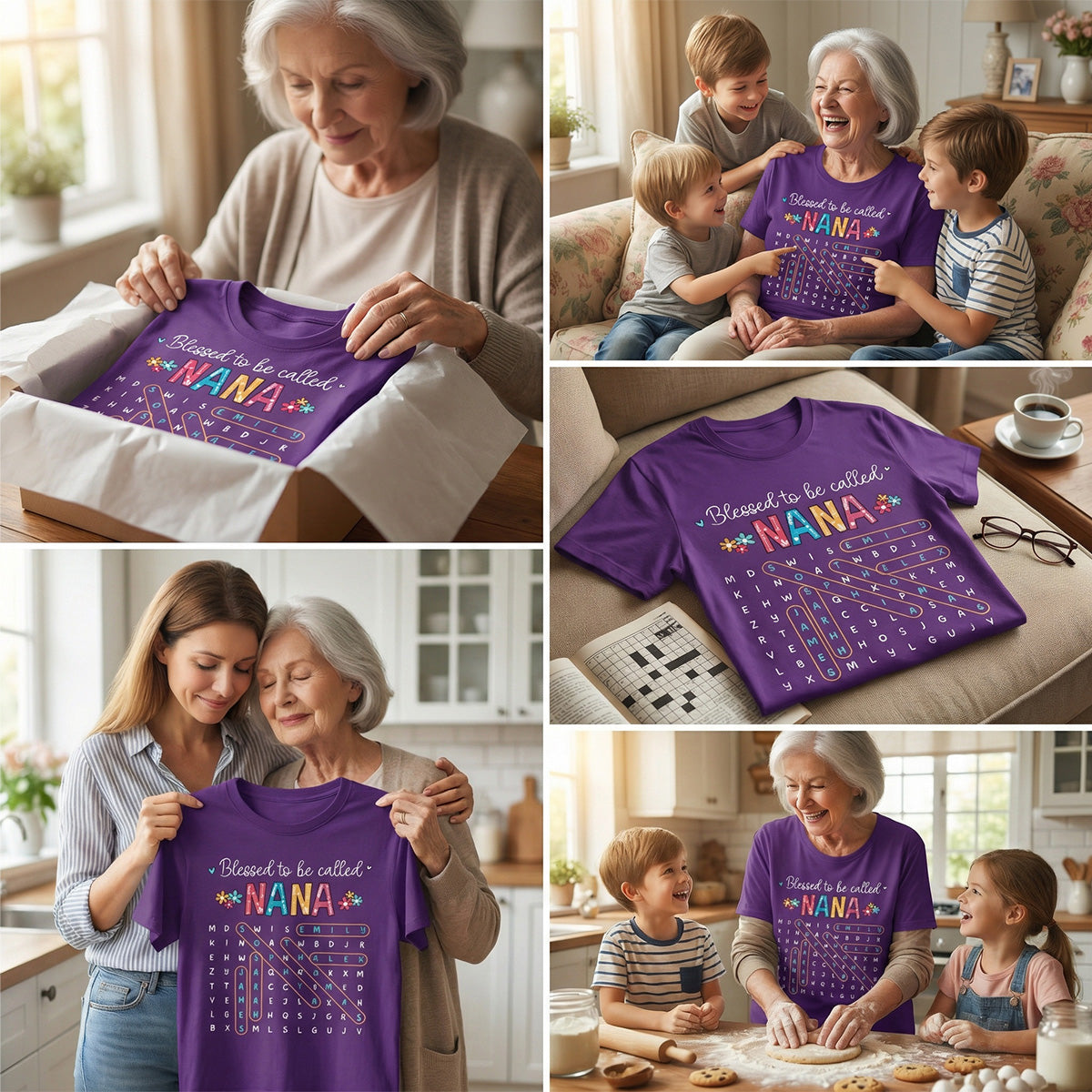 Blessed To Be Called Grandma Grandkids Name Word Search Puzzle - Personalized Shirt - Mother's Day Gift For Grandma Mom
