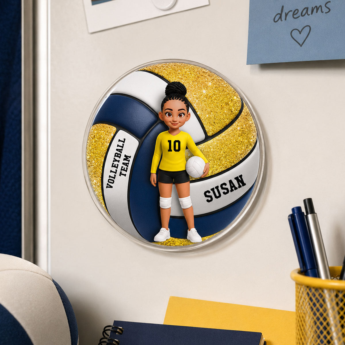 Volleyball Boy & Girl - Personalized Acrylic Locker Magnet - Back To School Gift For Daughters, Sons, Grandkids, Teenagers