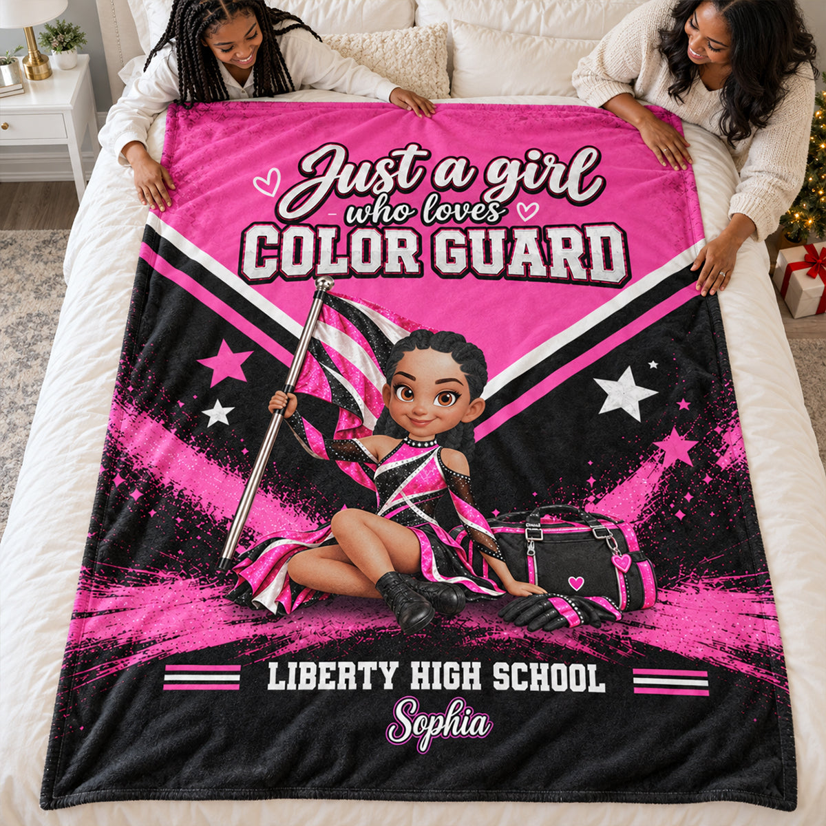 Just a Girl Who Loves Color Guard - Personalized Fleece Blanket - Christmas Gift for Daughter, Granddaughter, Niece
