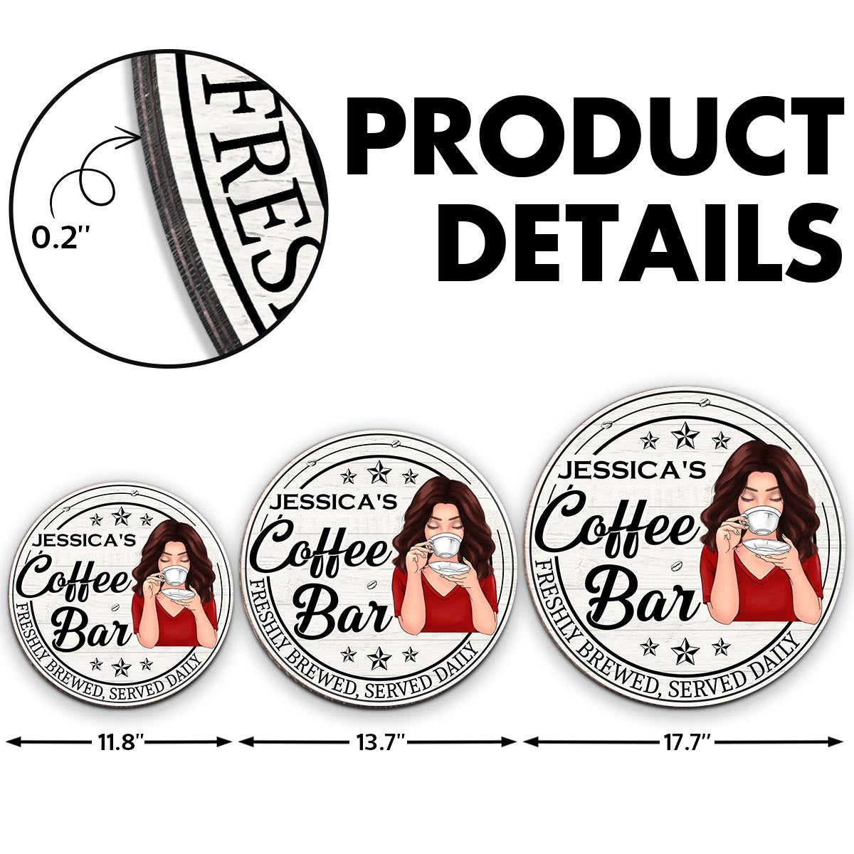 Coffee Bar Personalized Wood Sign Decor for Home, Kitchen, Coffee Station, Office