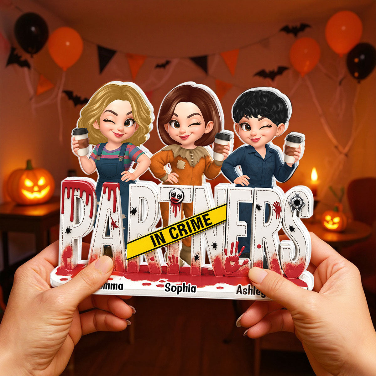 Partners In Crime Horror Halloween Besties Sisters Personalized Acrylic Block