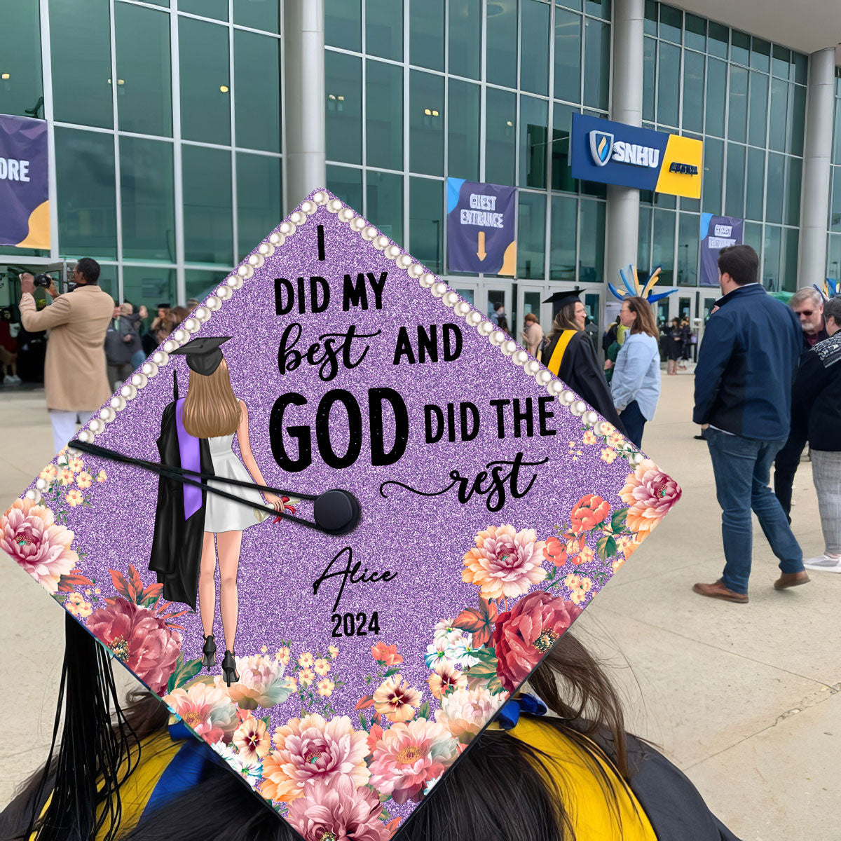 I Did My Best God Did The Rest Personalized Printed Graduation Cap Topper, Graduation Gift